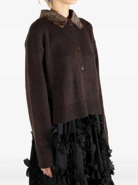 Cecilie Bahnsen Bibi embroidered-collar cardigan - Brown