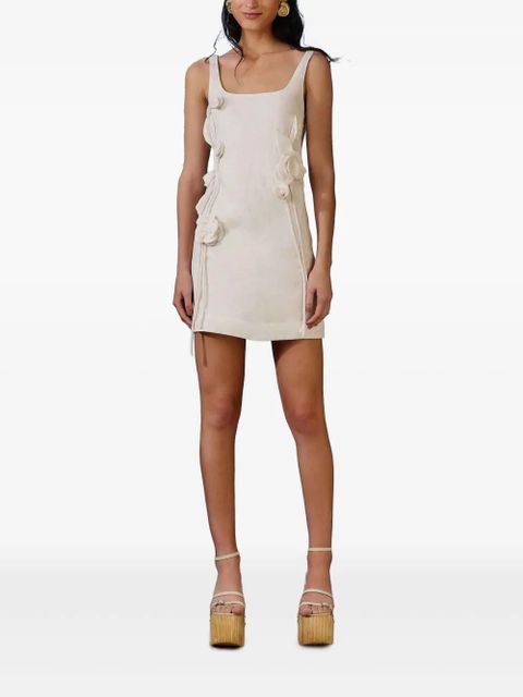 FARM Rio floral-appliqué mini dress - Neutrals - zdjęcie produktu nr 1