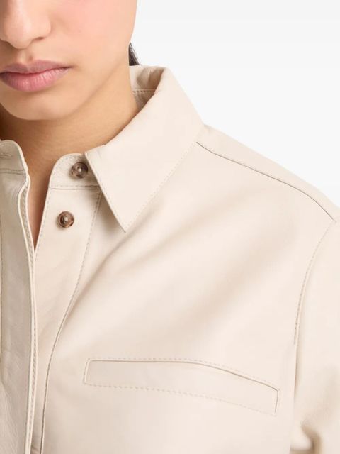 Yves Salomon cropped leather overshirt - Neutrals