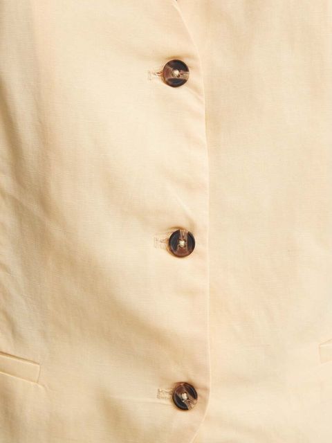 Pepe Jeans kamizelka z domieszką lnu ADITI kolor żółty jednorzędowa PL402420