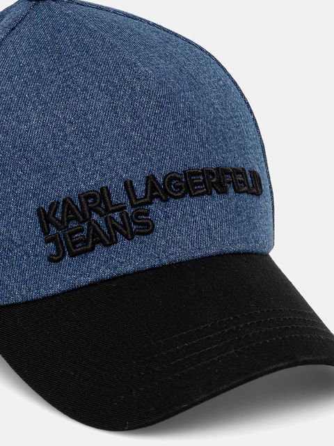 Karl Lagerfeld Jeans czapka z daszkiem bawełniana kolor niebieski gładka A3M33098 - zdjęcie produktu nr 2