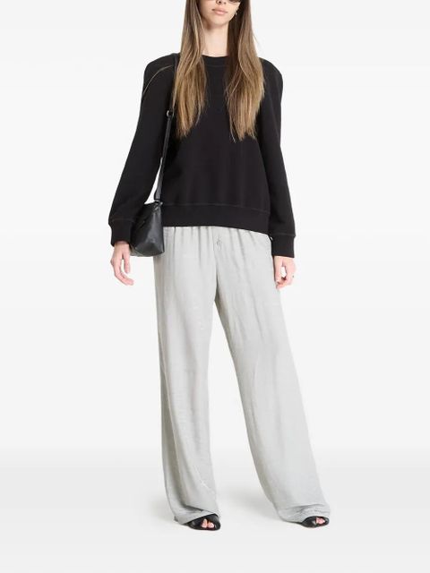 MM6 Maison Margiela logo-embroidered ribbed-trim sweatshirt - Black - zdjęcie produktu nr 2