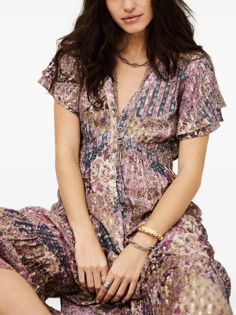 Ba&Sh Pareta V-neck floral-print dress - Pink