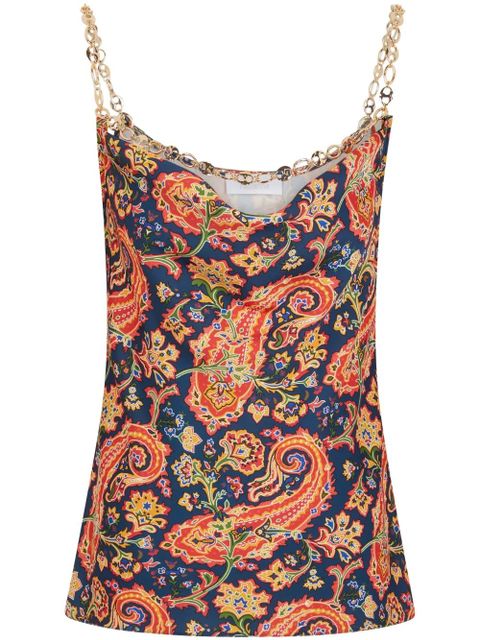Rabanne paisley-print chain-detail tank top - Blue - zdjęcie produktu nr 1