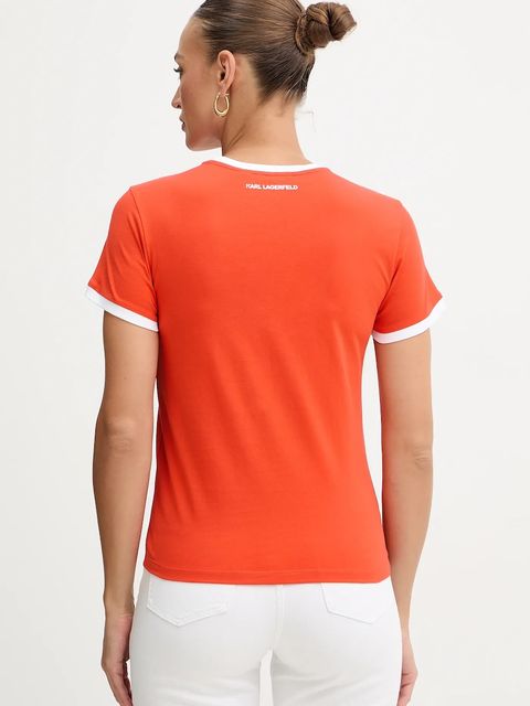 Karl Lagerfeld t-shirt bawełniany IKON damski kolor pomarańczowy B1W17040