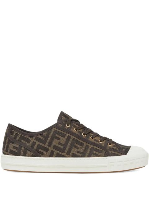 FENDI Domino jacquard-logo lace-up sneakers - Brown - zdjęcie produktu nr 1