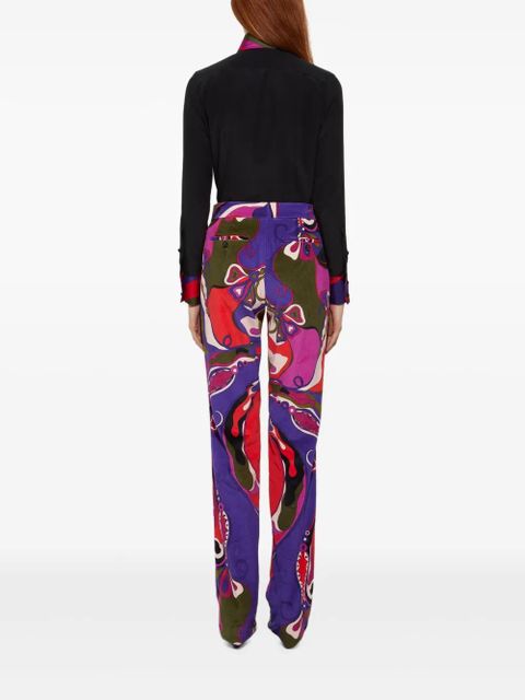 PUCCI orchid-print straight velvet trousers - Purple