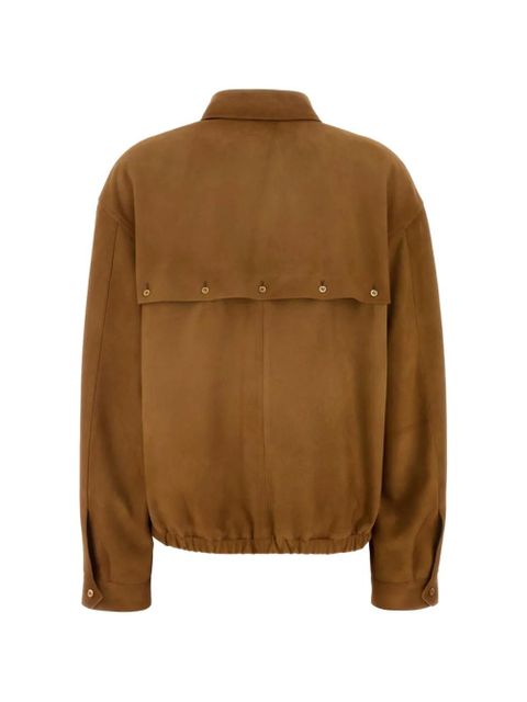 Miu Miu waxed suede logo-detail jacket - Brown - zdjęcie produktu nr 2
