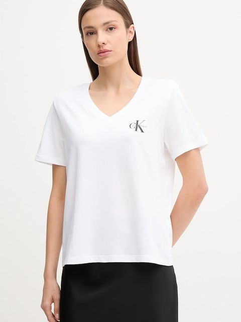 Calvin Klein Jeans t-shirt bawełniany 2-pack damski kolor biały LV047C906G - zdjęcie produktu nr 1