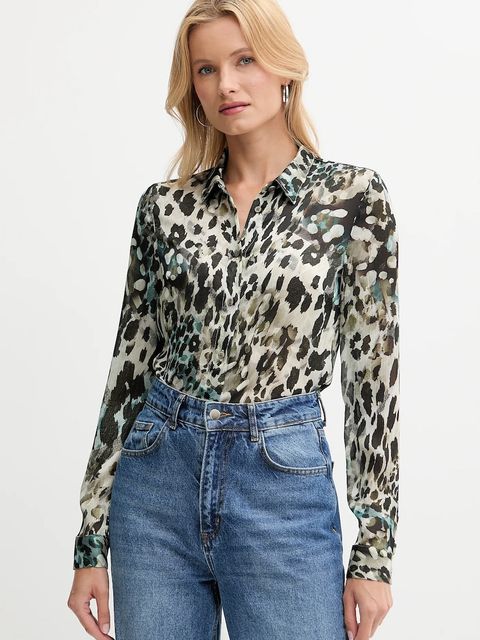 Guess koszula CLOUIS damska kolor czarny regular z kołnierzykiem klasycznym W5YH0X WDW82 - zdjęcie produktu nr 1