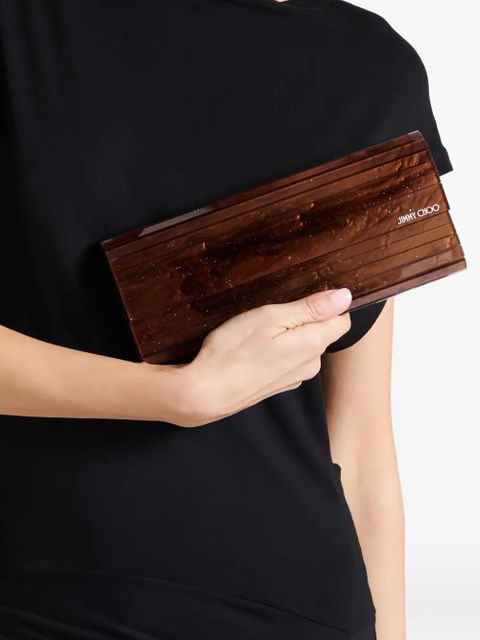 Jimmy Choo Sweetie ridged chain clutch bag - Brown