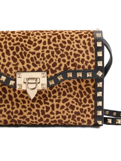 Valentino Garavani small Rockstud animal-print shoulder bag - Brown