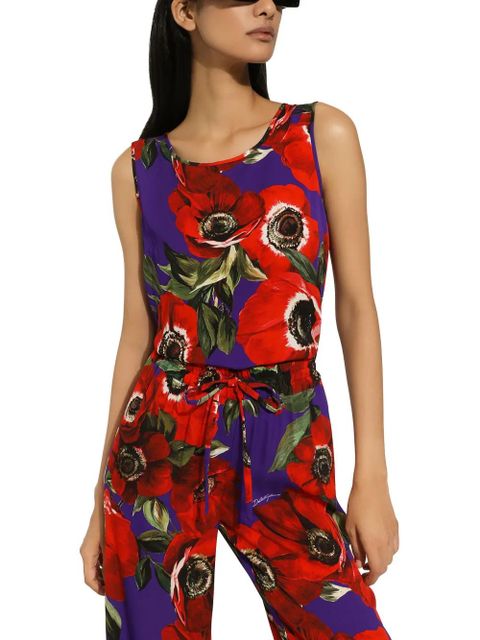 Dolce & Gabbana poppy-print round-neck tank top - Purple - zdjęcie produktu nr 2
