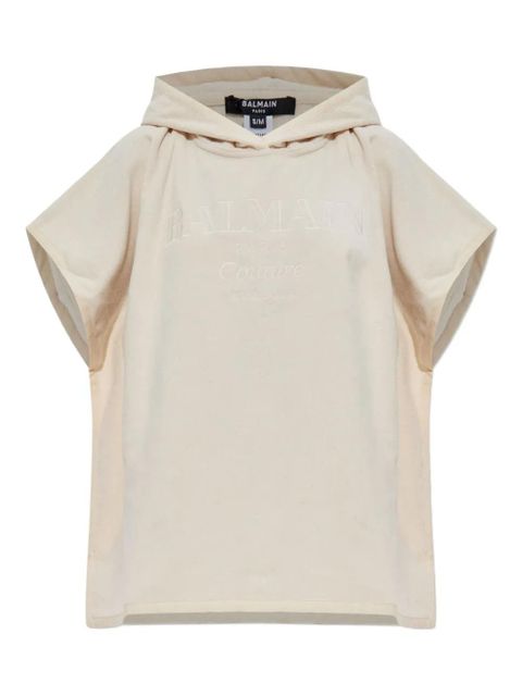Balmain hooded logo poncho - Neutrals - zdjęcie produktu nr 1