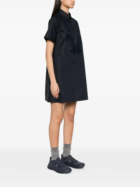 Moncler broderie-anglaise short-sleeve mini dress - Blue