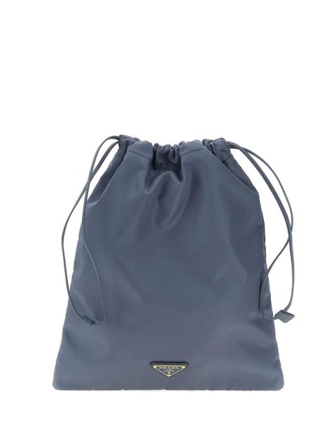Prada logo-plaque drawstring shoulder bag - Blue - zdjęcie produktu nr 1