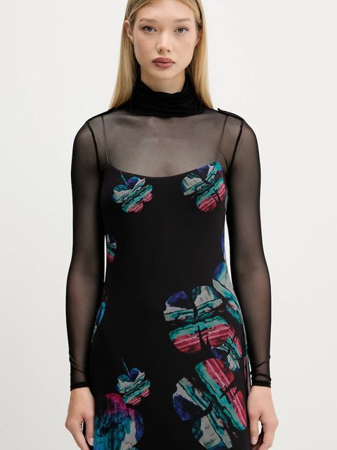 Desigual sukienka WATERCOLOR LACROIX kolor czarny maxi prosta 25WWVK03 - zdjęcie produktu nr 2