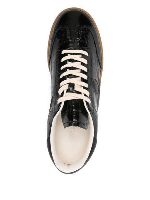 ISABEL MARANT Bryce crocodile-effect lace-up sneakers - Black