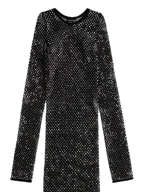 Balenciaga crystal-mesh long-sleeve minidress - Black
