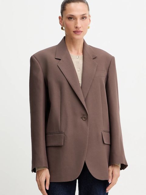 Weekend Max Mara marynarka FLOC kolor brązowy oversize gładka 2525046081600 - zdjęcie produktu nr 1
