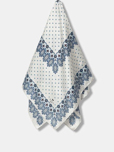 Weekend Max Mara apaszka jedwabna ONESTO damska kolor beżowy wzorzysta 2525546094600 - zdjęcie produktu nr 1