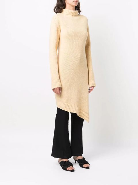 Jil Sander asymmetric-hem roll neck jumper - Yellow