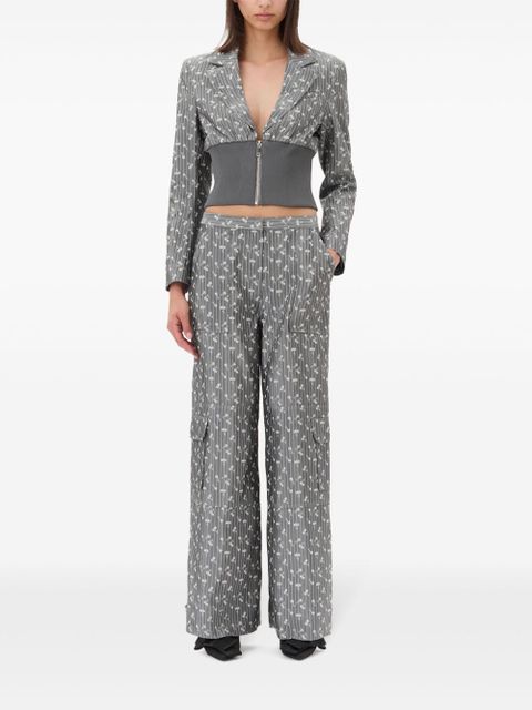 GANNI jacquard cropped blazer - Grey