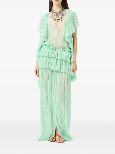 Blumarine ruffled pleated dress - Green