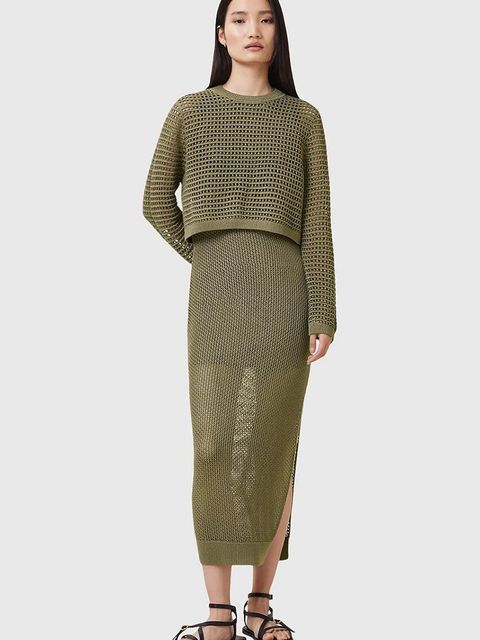 AllSaints sukienka i sweter MIRO kolor zielony maxi prosta W179DC - zdjęcie produktu nr 1