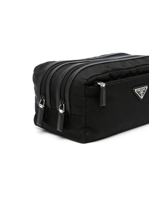 Prada logo plaque make up bag - Black