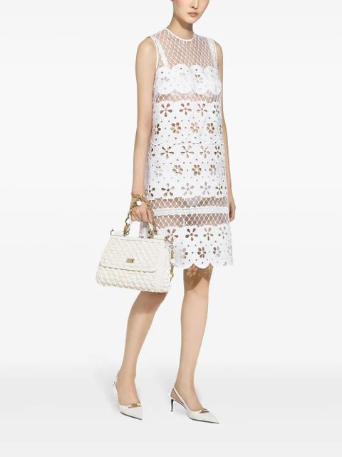 Dolce & Gabbana embroidered mesh minidress - White