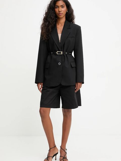 Answear Lab marynarka kolor czarny jednorzędowa gładka