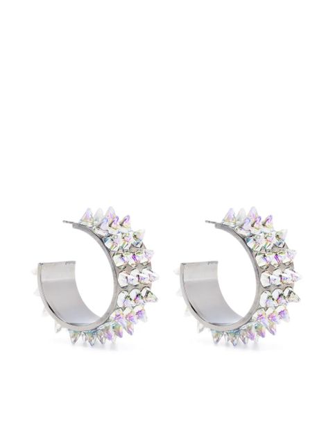 Amina Muaddi Karma crystal-embellished hoop earrings - Silver - zdjęcie produktu nr 1