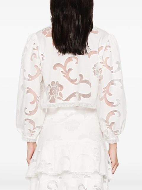 SANDRO floral lace-up top - White