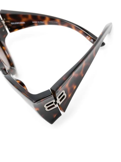 Balenciaga Eyewear Hourglass tortoiseshell-effect oversize-frame sunglasses - Green