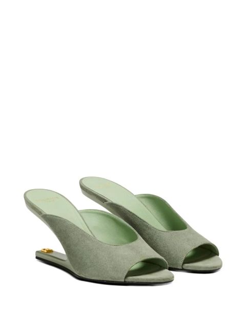 Balmain suede open-toe mules - Green - zdjęcie produktu nr 2
