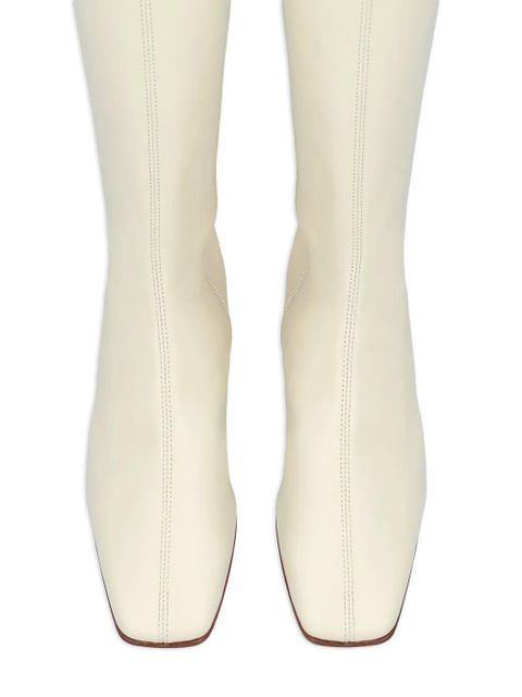 BY FAR Edie square-toe leather knee-high boots - Neutrals