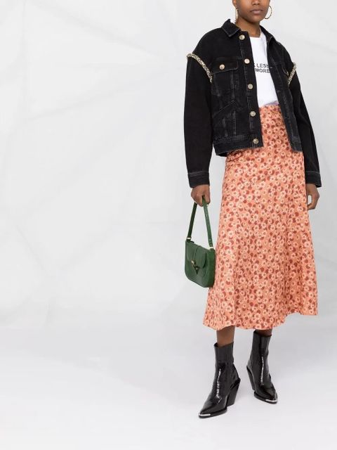 SANDRO crystal-embellished denim jacket - Black