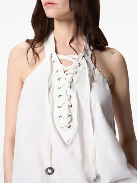 PINKO lace-detail halterneck blouse - White