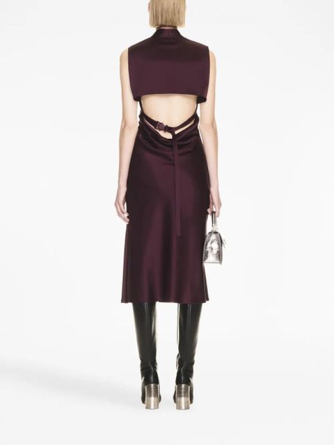 Off-White crossover-strap satin midi dress - Red