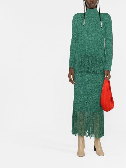 ZIMMERMANN fringed-hem knitted skirt - Green
