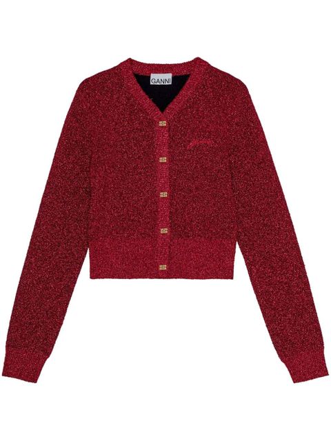 GANNI buttoned long sleeve cardigan - Red - zdjęcie produktu nr 1