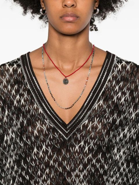 Missoni geometric-pattern V-neck sweater - Brown