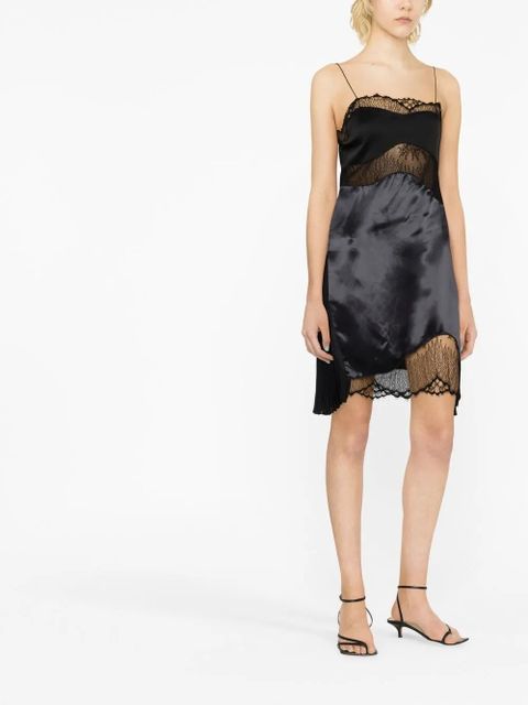 Victoria Beckham lace-detail satin slip dress - Black