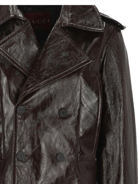 Gucci double-breasted leather jacket - Brown - zdjęcie produktu nr 2
