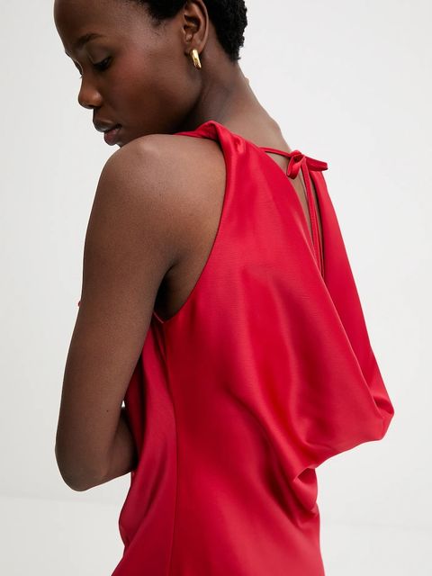 Answear.LAB sukienka kolor czerwony midi rozkloszowana