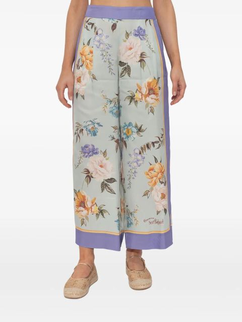 Self-Portrait floral-print trousers - Blue