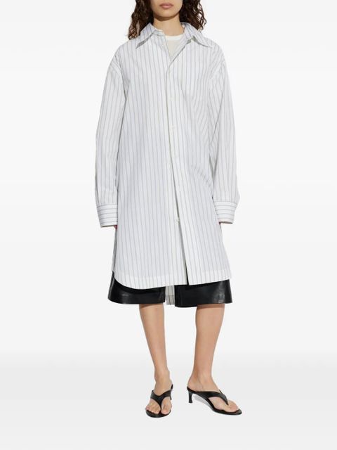 AMI Paris striped cotton shirt dress - White