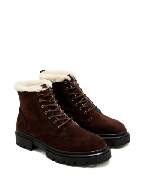 STAUD Henry shearling lace-up boots - Brown - zdjęcie produktu nr 2
