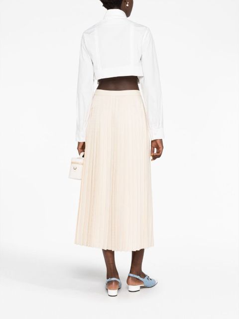 Prada logo-jacquard silk pleated skirt - Neutrals